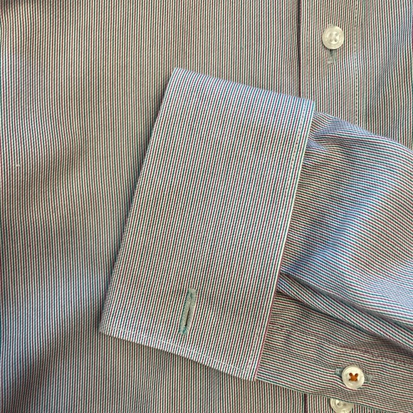 Ben Sherman Men’s Dress Shirt, French Cuffs, 15.5, thin blue/red stripes - Picture 6 of 6